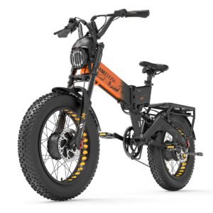 Vélo électrique pliant LANKELEISI X3000MAX – 2 × 1000 W – Orange