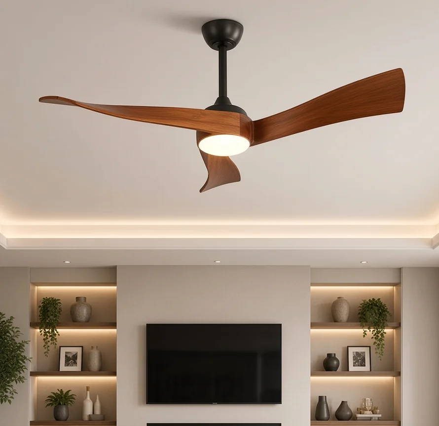Ventilateur de plafond VENTILYA Cigeo – Noir / Bois noyer – 132 cm