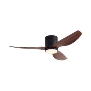 Ventilateur de plafond BEAUMONT CONCEPT Voltaire – Noyer foncé / Noir mat – 132 cm